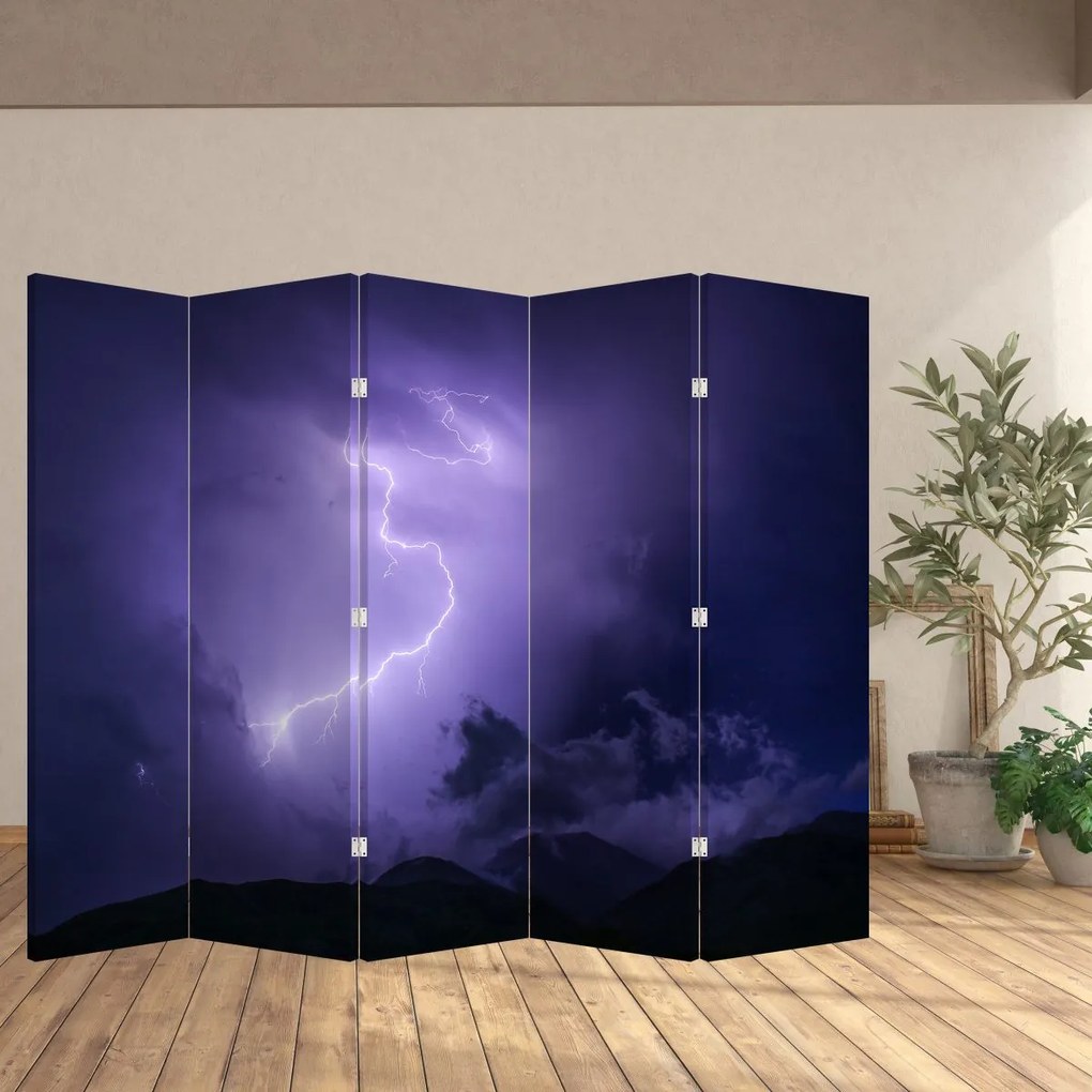 Paravan - Cerul violet - fulger (210x170 cm)