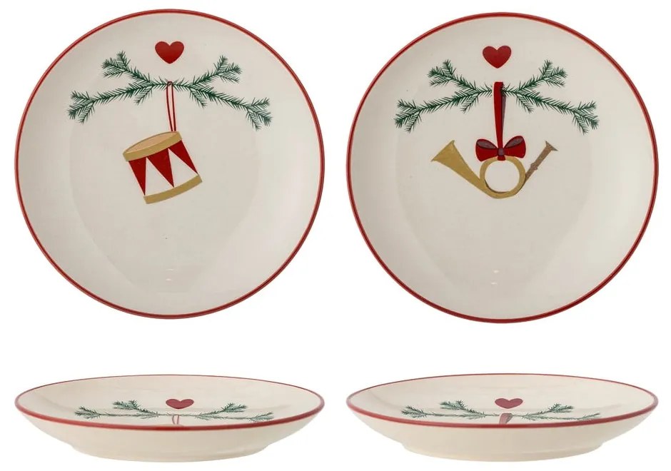 Farfurii crem 2 buc. pentru desert din gresie ø 16 cm cu model de Crăciun Yule – Bloomingville