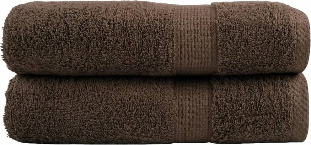 vidaXL Prosoape de mâini premium, SOLUND 2 buc maro 50x100cm 600gsm