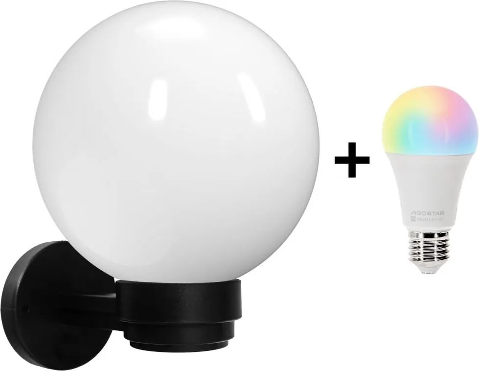 Brilagi-LED RGBW Aplica de exterior HARBOR 1xE27/9W/230V IP33 negru/alb
