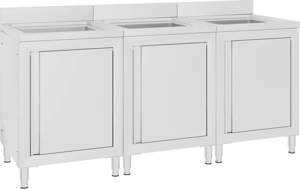 vidaXL Dulapuri pentru chiuvetă comerciale, 3 buc., oțel inoxidabil