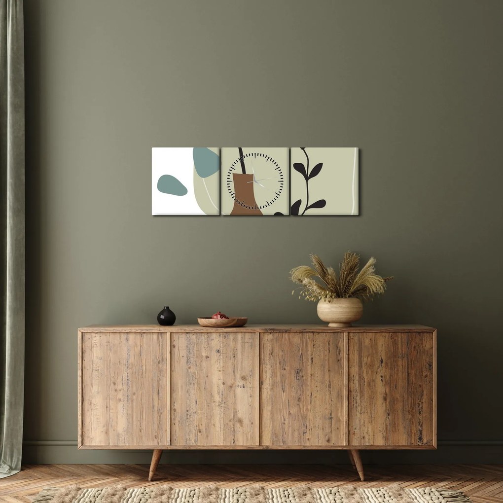 Tablou - Flori într-o vază N⁰2 (cu ceas) (90x30 cm)