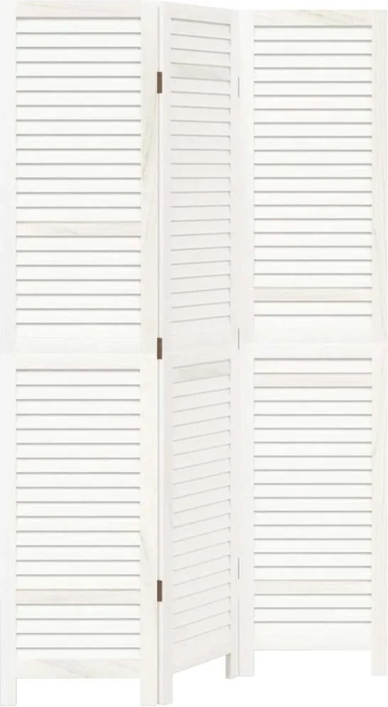 vidaXL Paravan cameră 3 panouri, alb, lemn masiv paulownia