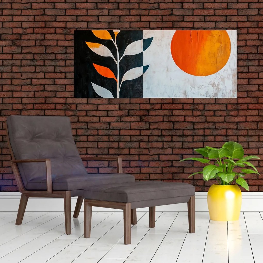 Tablou - Abstracție cu plantă și soare (120x50 cm)