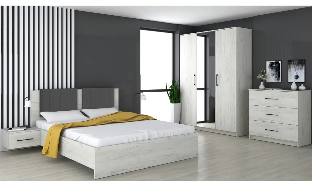 Dormitor Vera ro, 164x56x205 cm, stejar/ alb k001
