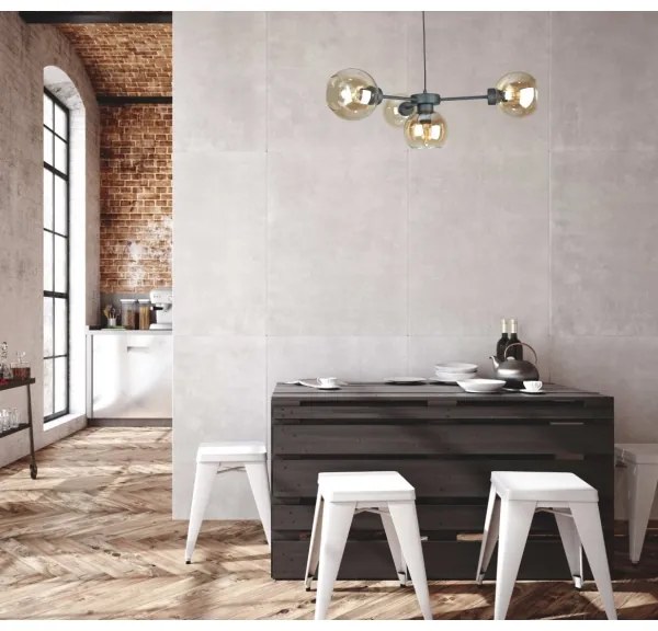 Lustră pe cablu KALIOPE 4xE27/60W/230V negru/bej fumuriu