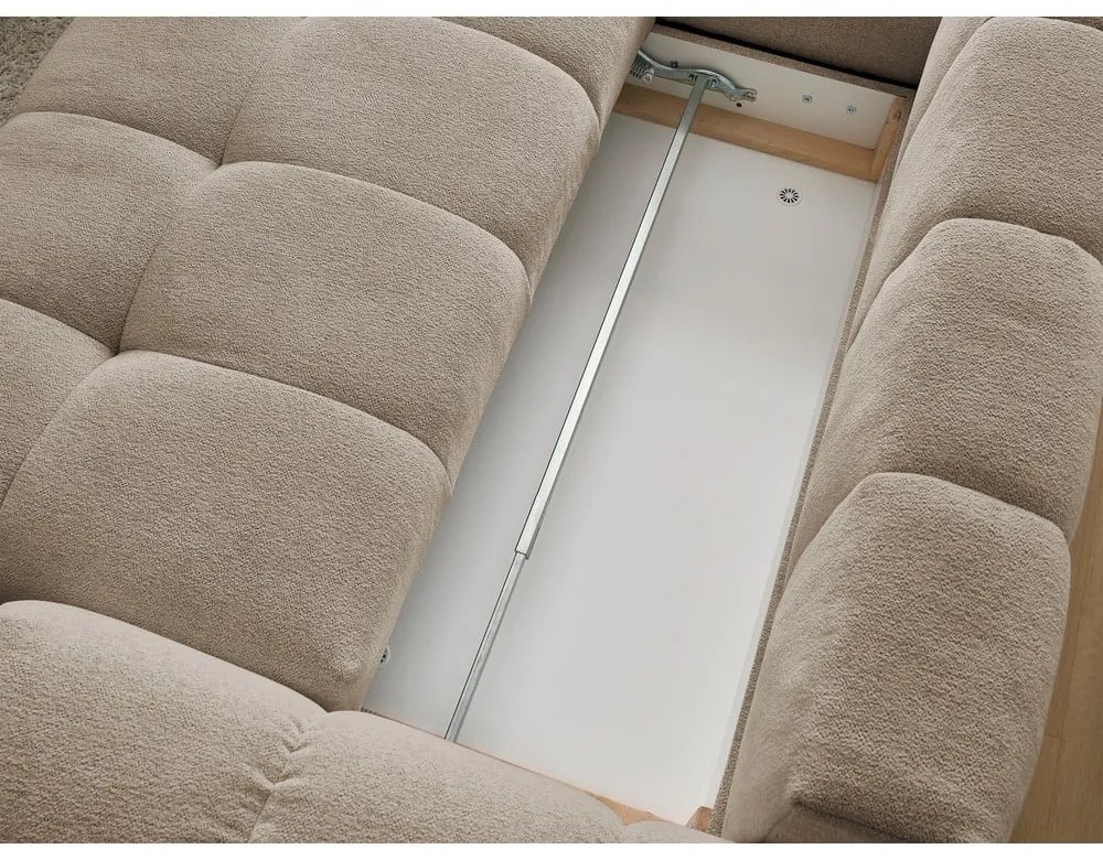 Colțar taupe extensibil/cu spațiu de depozitare cu tapițerie din chenille (cu colț pe partea stângă/în formă de ”L”) Everest – Bobochic Paris