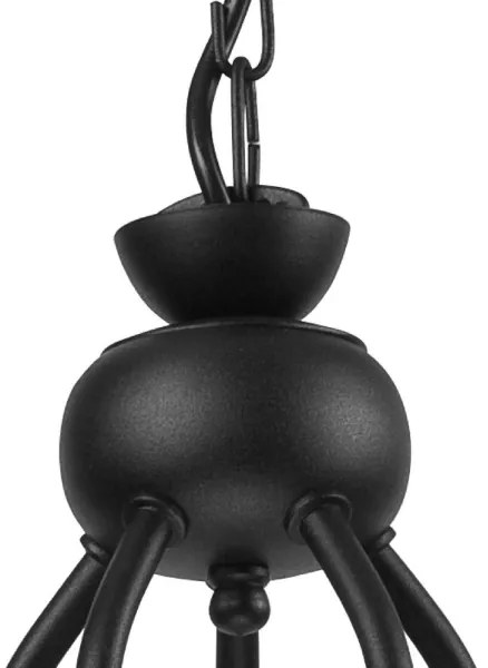 Candelabru RETRO II pe lanț, 5xE27/60W/230V, negru mat