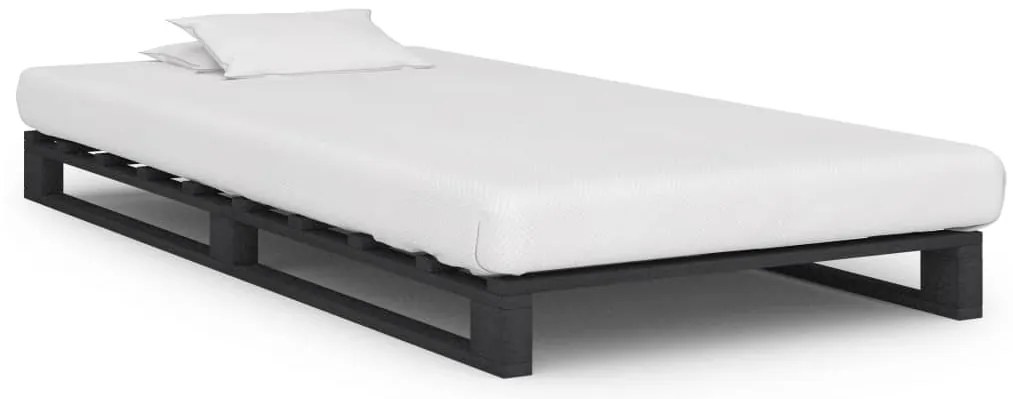 vidaXL Cadru de pat din paleți, gri, 100 x 200 cm, lemn masiv de pin