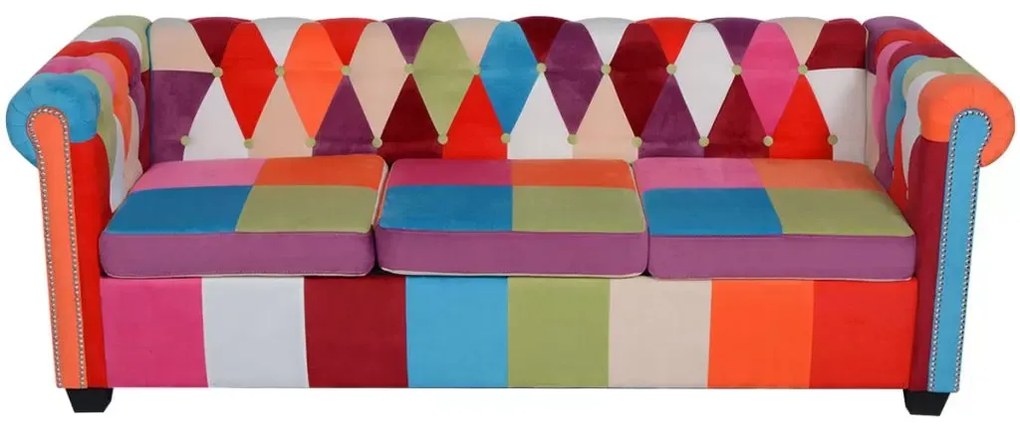 Canapea Chesterfield cu 3 locuri Multicolor
