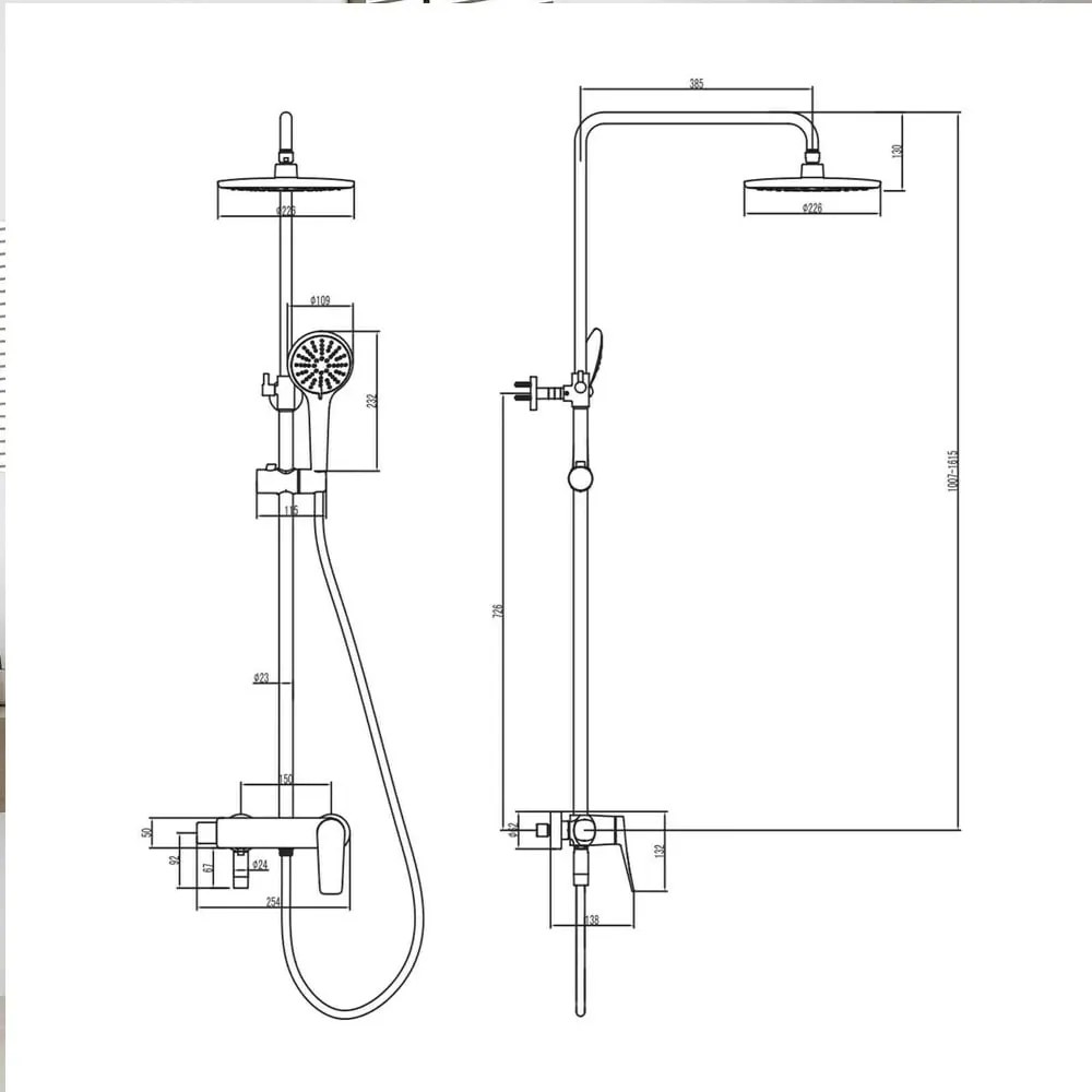 Coloana dus cu baterie monocomanda Lemark Bronx, pipa cada, negru mat - LM3762BL