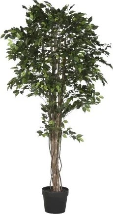 Arbore decorativ tip ficus, stil natural interior, culoare verde, din lemn și material decorativ, „Ficus Green”