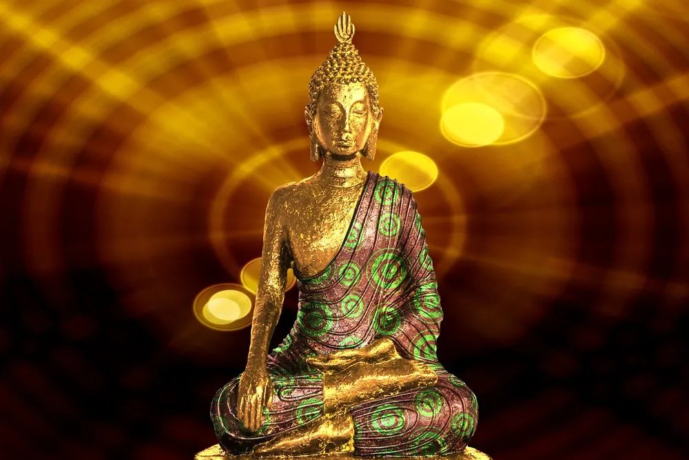 Tablou statuia a lui Budha pe fundal abstract