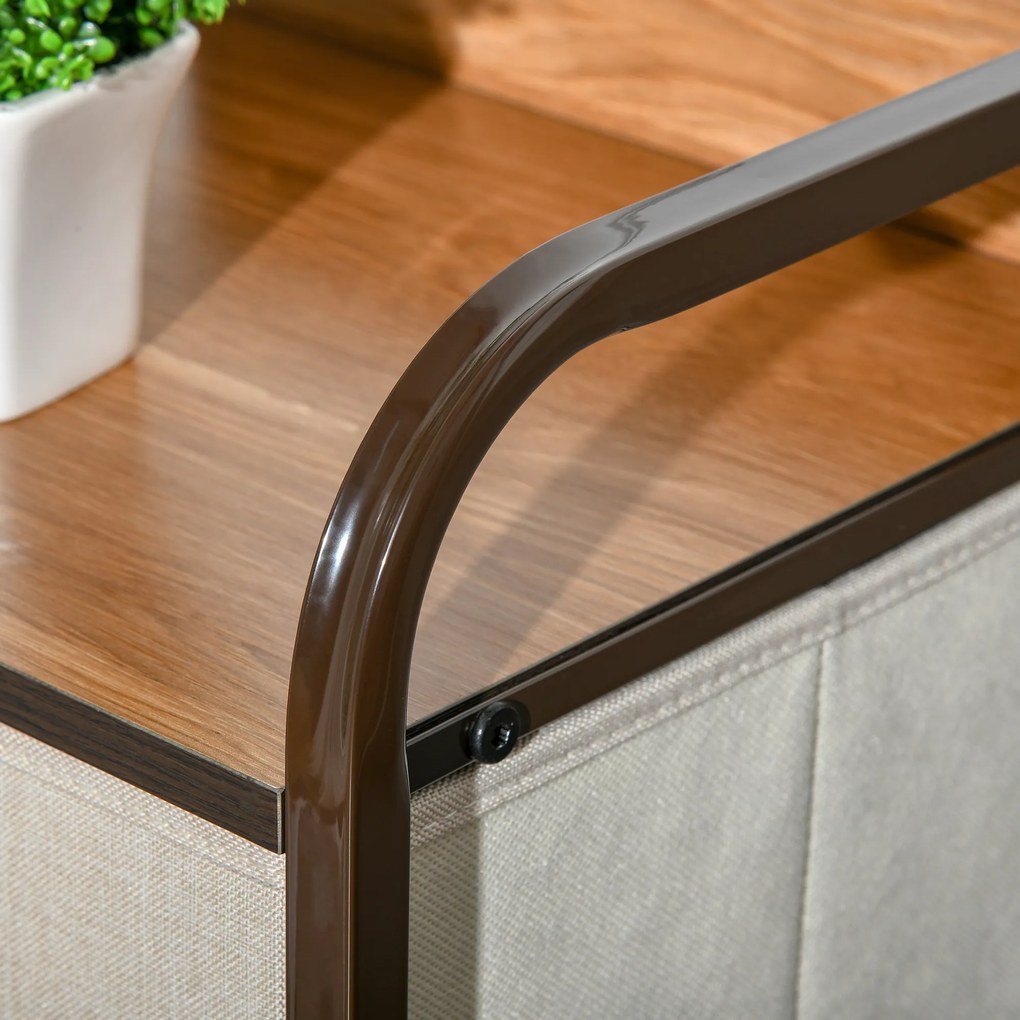 HOMCOM Comodă 5 sertare mobilier de depozitare sertar din material textil pliabil - structură oțel negru - 45 x 30 x 116 cm | Aosom Romania