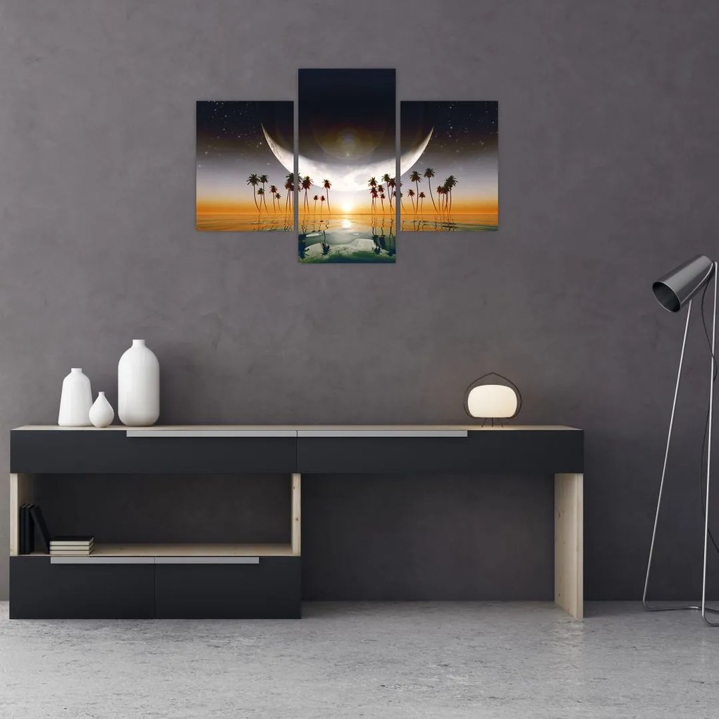 Tablou- Luna deasupra palmierilor (90x60 cm)