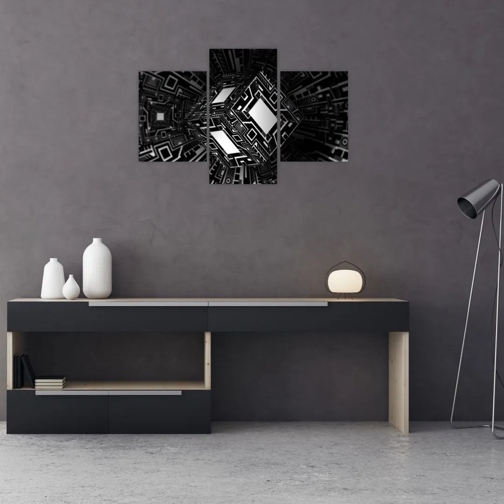 Tablou cu un cub abstract (90x60 cm)
