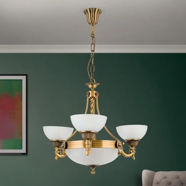 Lustră pe lanț Orion LU 1689/3+3 ROCCA 6xE27/60W/230V d. 64 cm bronz/alb