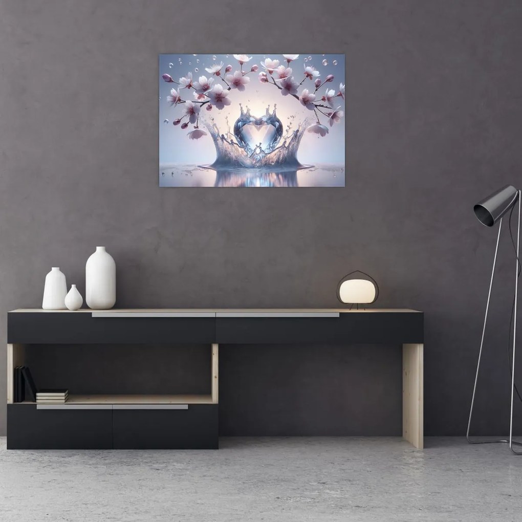 Tablou pe sticlă - Inimă de diamant (70x50 cm)