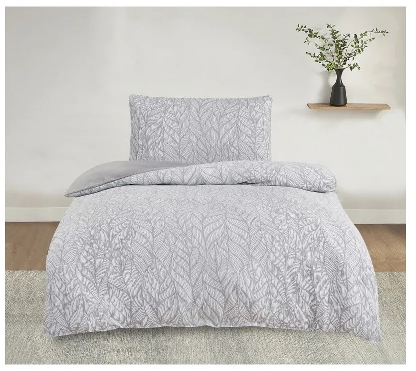 Lenjerie de pat gri din jacquard pentru pat de o persoană 140x200 cm Florida – My House