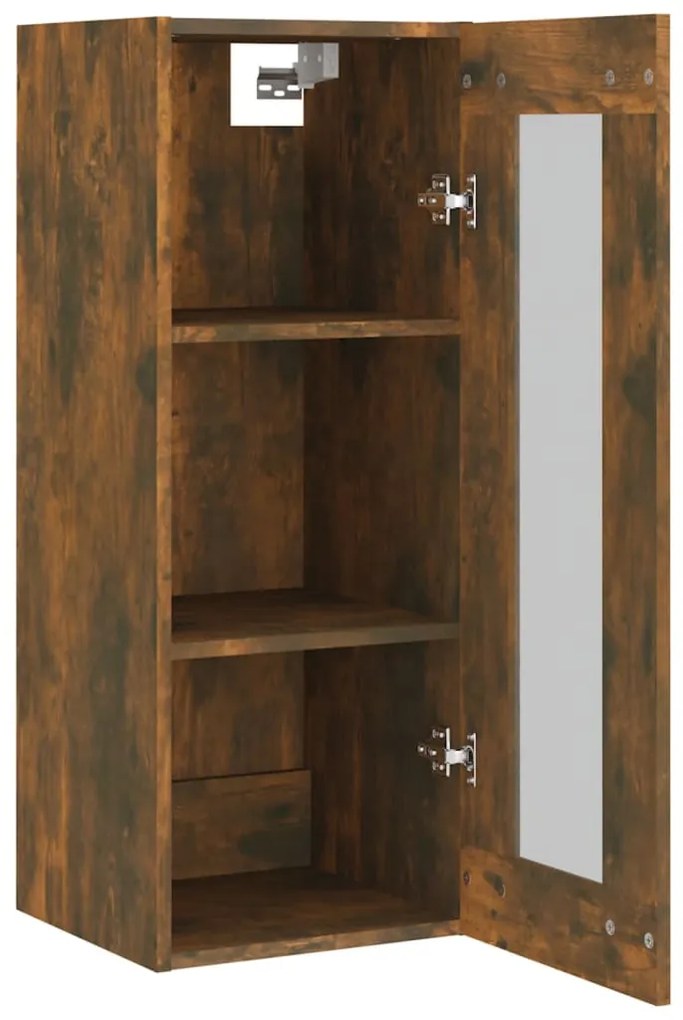 Dulap de perete suspendat, stejar fumuriu, 34,5x34x90 cm 1, Stejar afumat