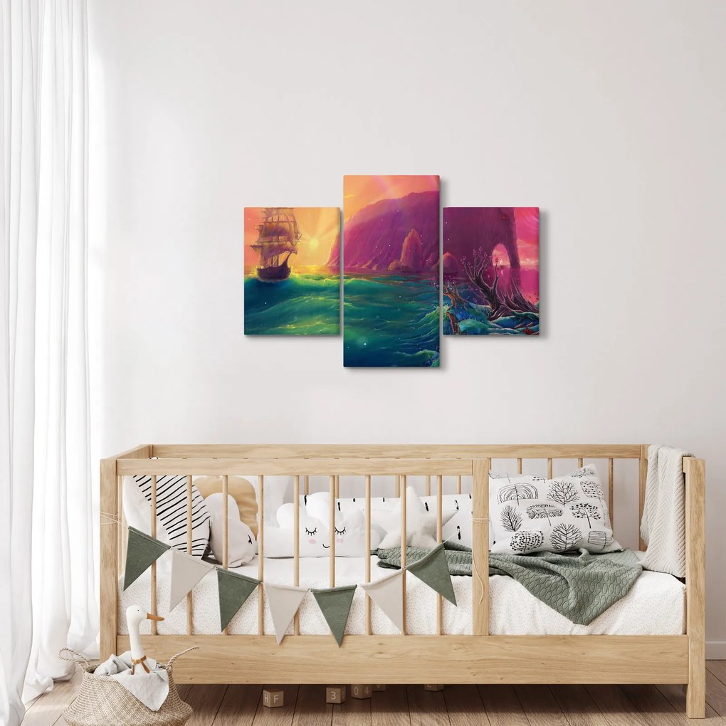Tablou - Pictură în ulei, călătorie într-un țărăm fantastic (90x60 cm)