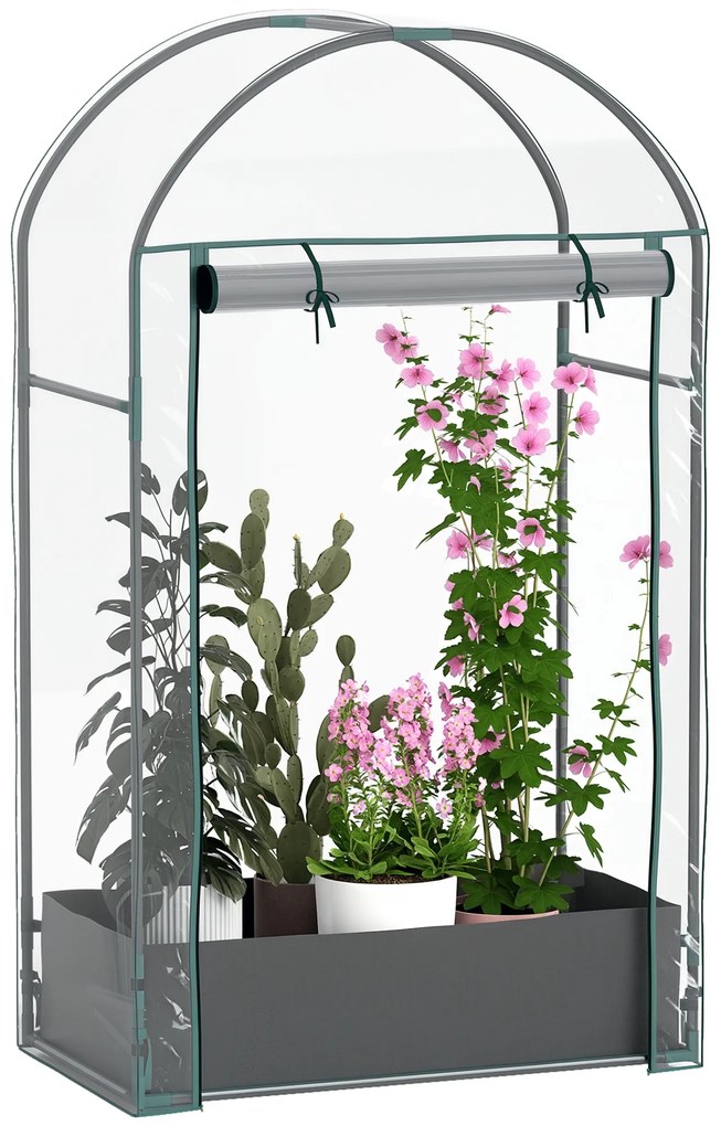 Outsunny Seră pentru Grădină cu Ușă Pliabilă pe Balamale și Sac pentru Plante, 89x50x152 cm, Transparent | Aosom Romania