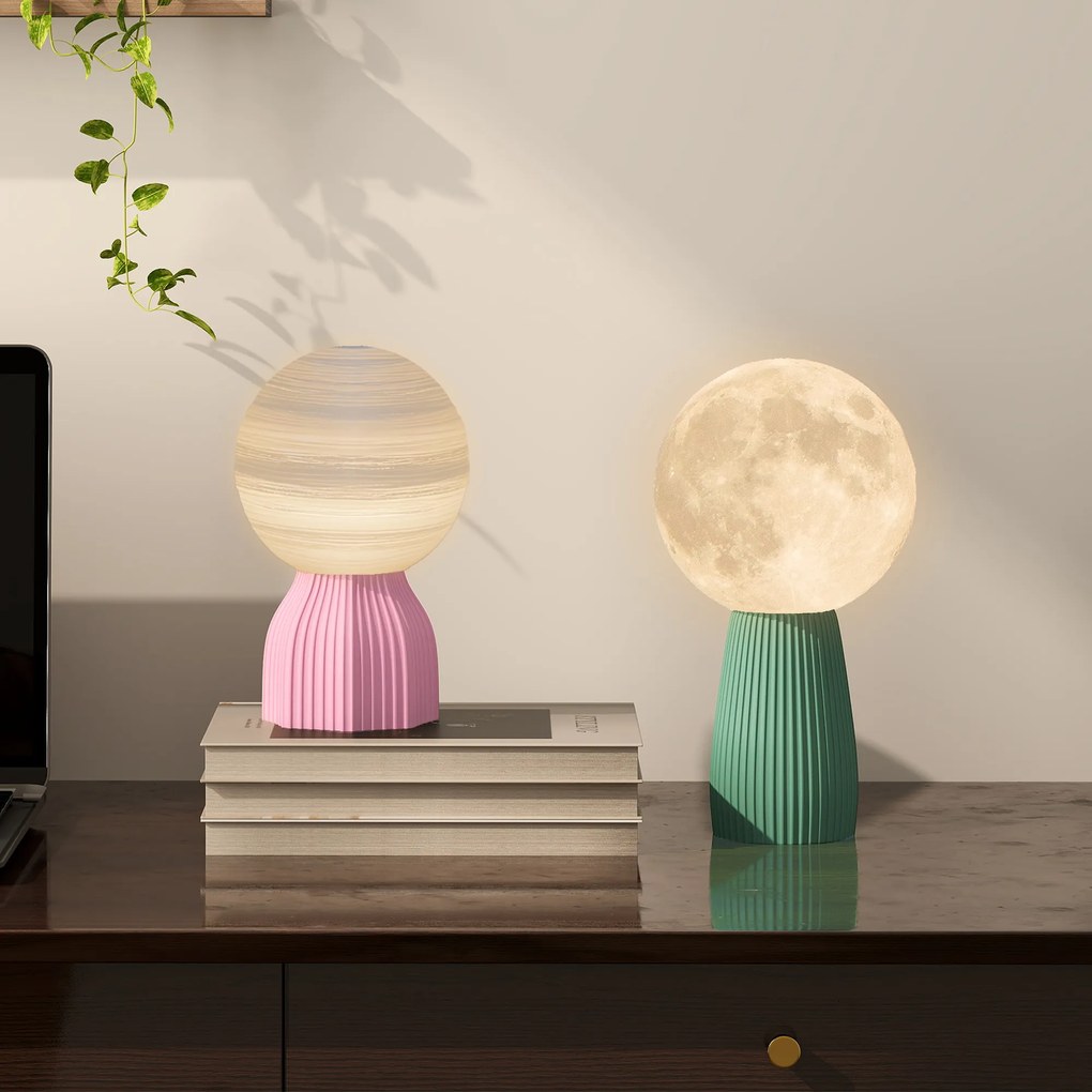 Set de lămpi de birou HOMCOM în stil planetar, tricolor, USB, material plastic, Alb | Aosom Romania