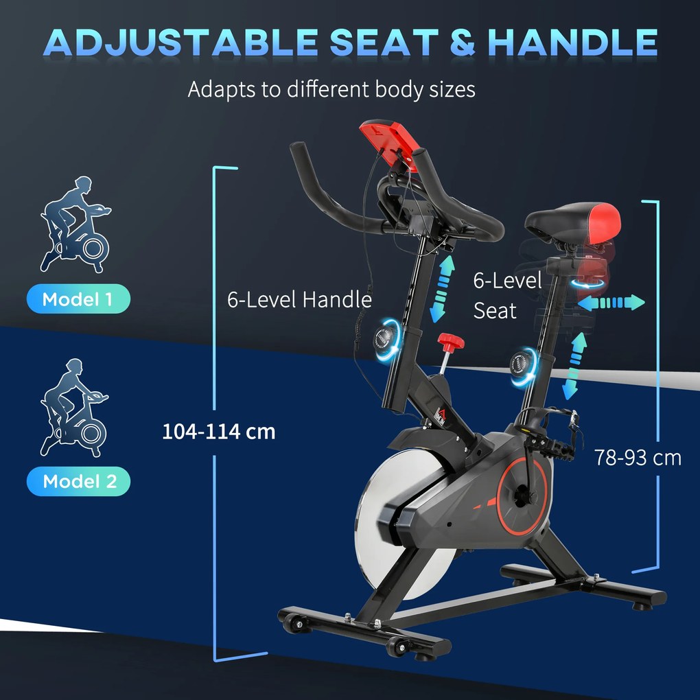 HOMCOM Bicicleta pentru Antrenament Aerobica cu Display LCD, Negru si Rosu | Aosom Romania