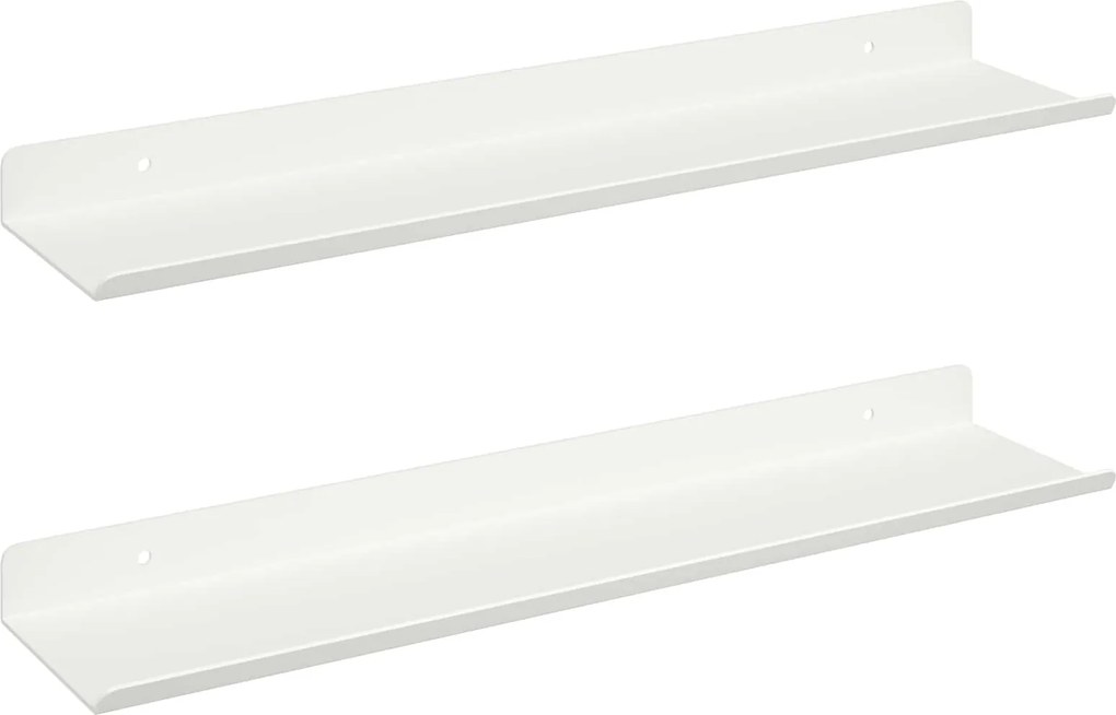 vidaXL Raft suspendat Pe perete 2 pcs Alb 100 x 9 x 2,5 cm Oțel