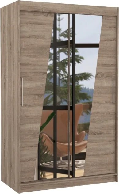 Dulap cu usi glisante si oglinda 120x200 cm, Texas, ADRK Furniture (Culoare: Alb)