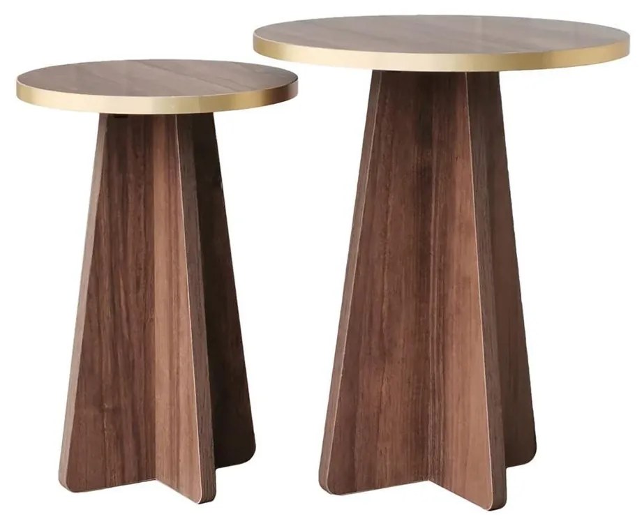 Set 2buc. măsuțe cafea Kabivo 1 (auriu + nuc). 1089598