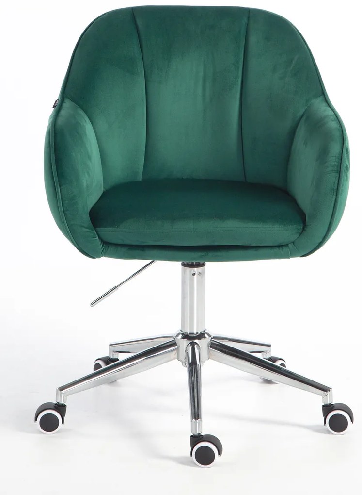 HR2055K Scaun Verde din Catifea cu Bază Cromata