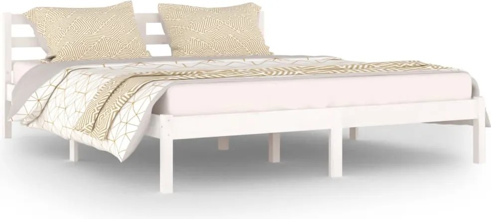 vidaXL Cadru de pat, alb, 160x200 cm, lemn masiv de pin