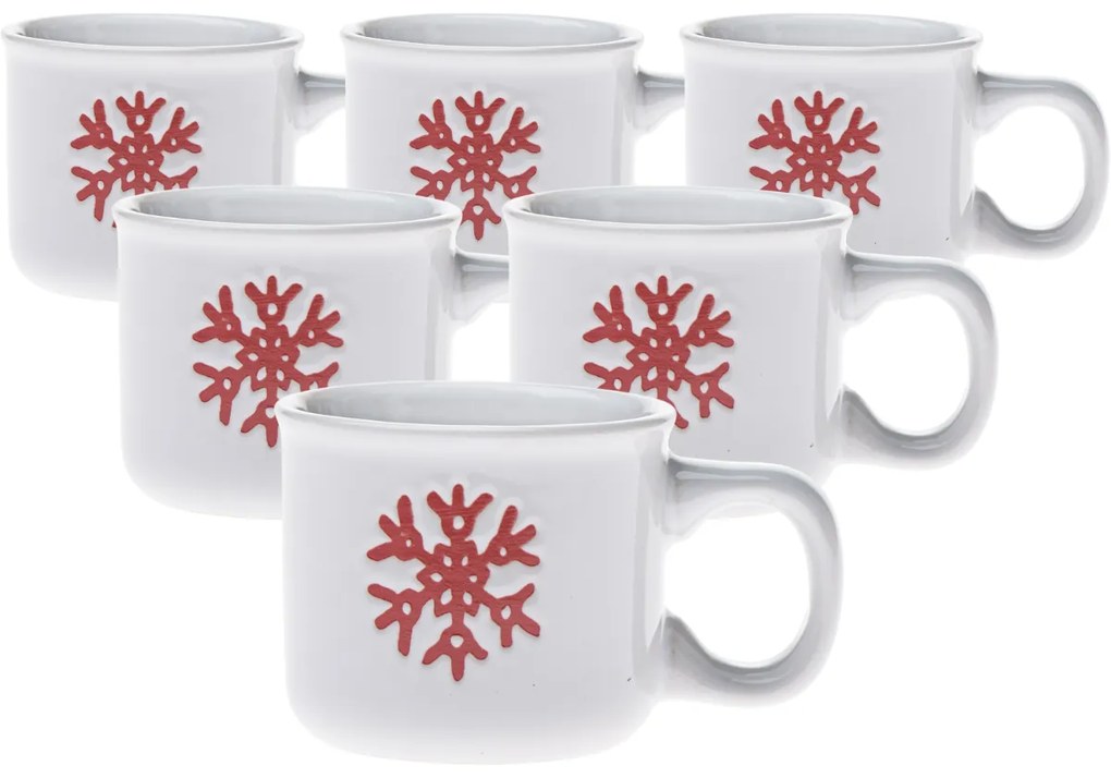 Set de 6 căni din ceramică Fulgi, 90 ml