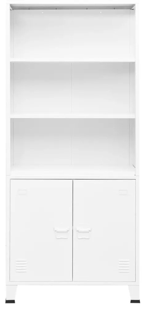 339632 vidaXL Bibliotecă tip industrial, alb, 80x32x180 cm, oțel