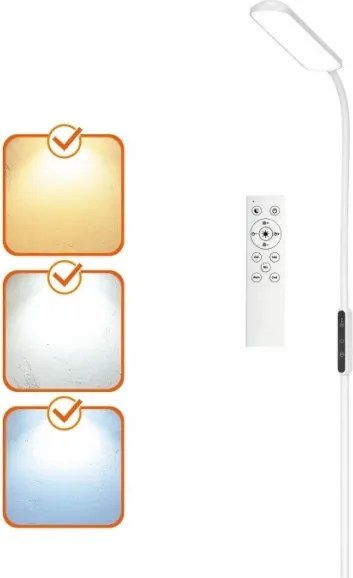 Lampă de podea LED reglabilă TEILO LED/10W/230V 3000/4000/6500K albă + telecomandă