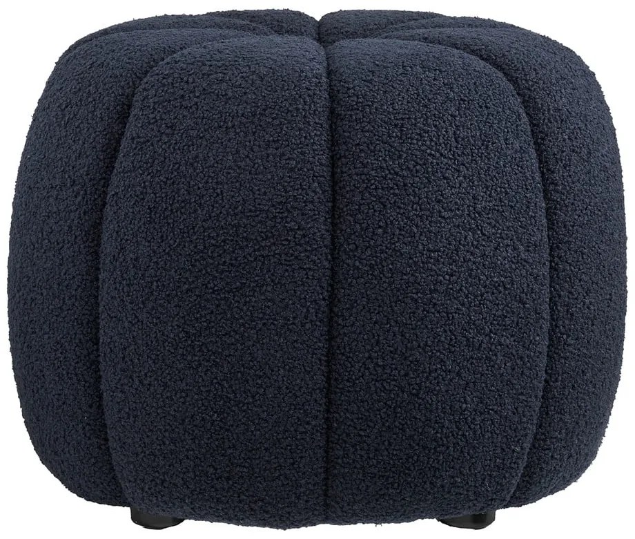 Taburet albastru închis cu tapițerie din țesătură bouclé Paisley – House Nordic