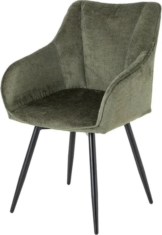 Set de 2 scaune pivotante, Metal Negru, Chenille Verde, AVIGNON A-46472 VC