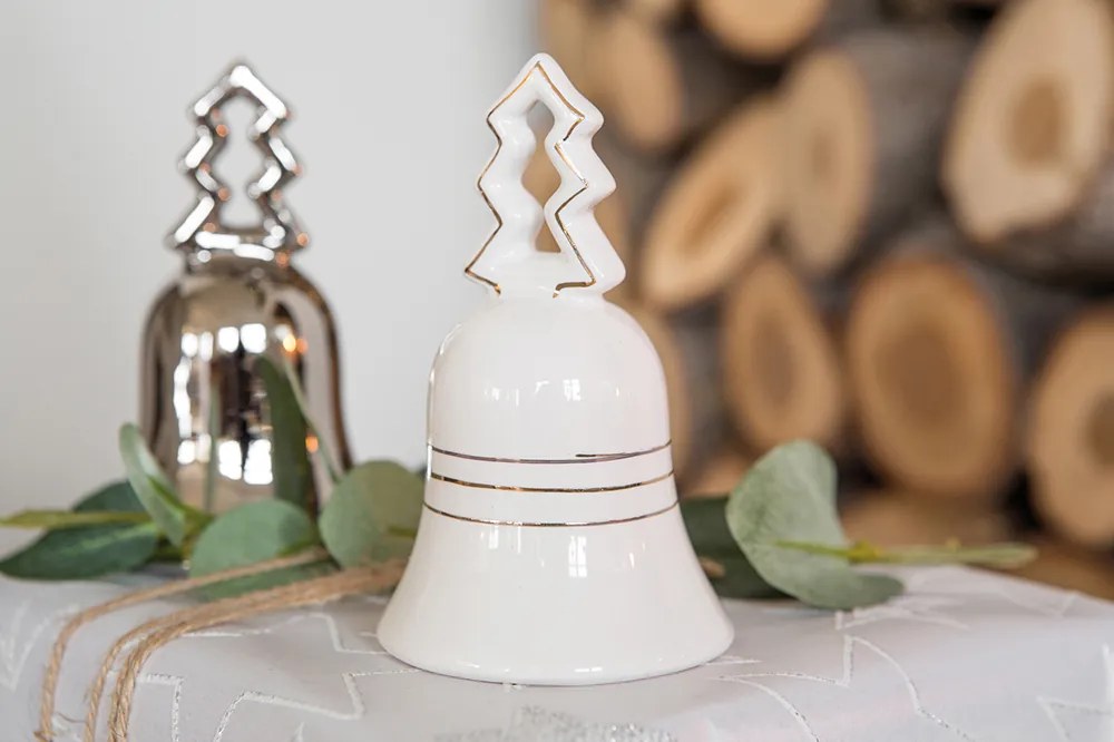 Clopotel Bell, Ceramica, Auriu Alb, 10.50x5.80 cm