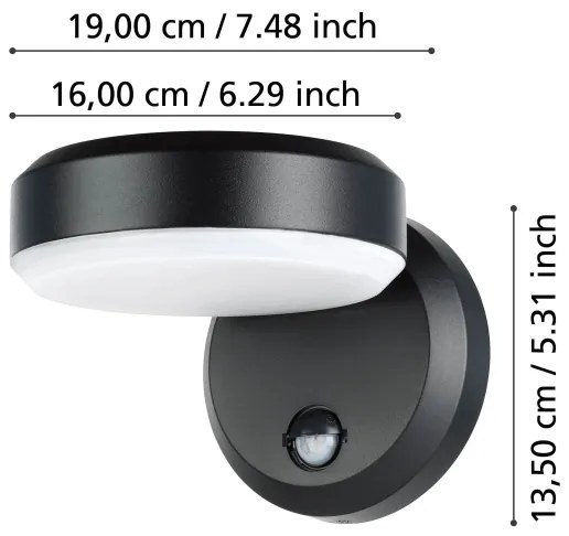 Aplică LED de exterior cu senzor FORNACI 10,8/230V IP44 Eglo 900674