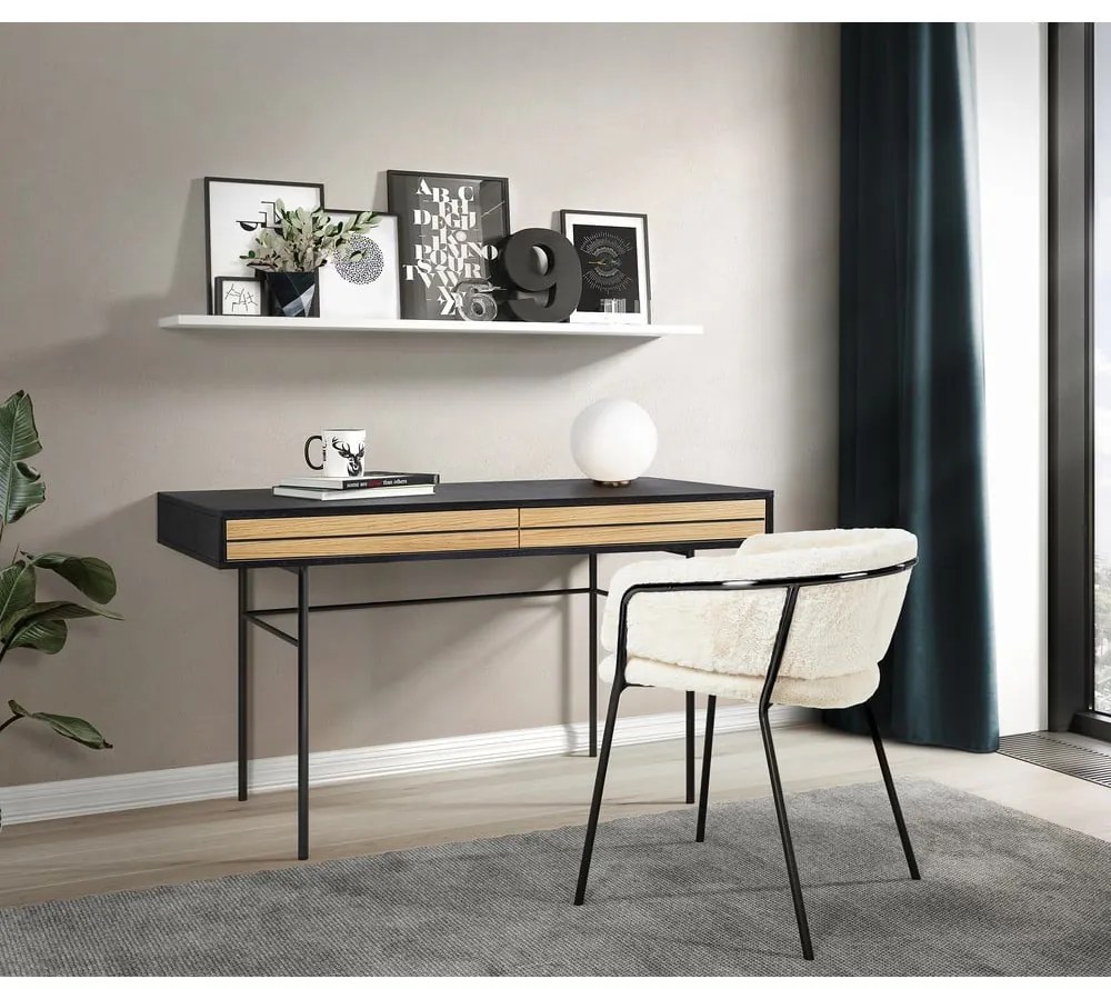 Birou Woodman Stripe, 130 x 60 cm, negru