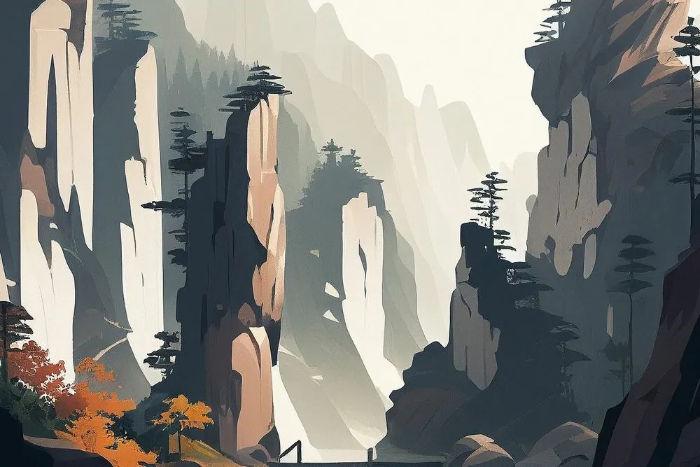 Tablou muntele Tianzi în China