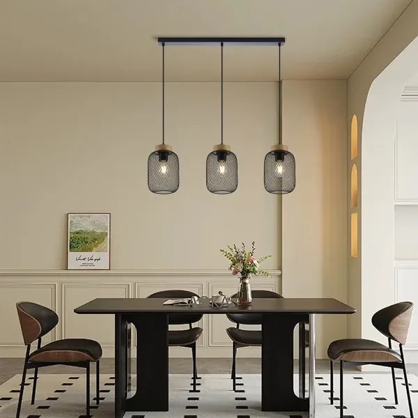 Brilagi - Lustră suspendată pe cablu BASKLITE 3xE27/15W/230V lemn/negru