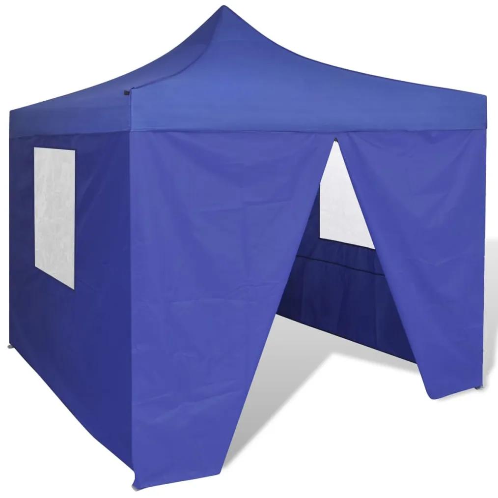 Blue foldable tent 3 x 3 m with 4 walls