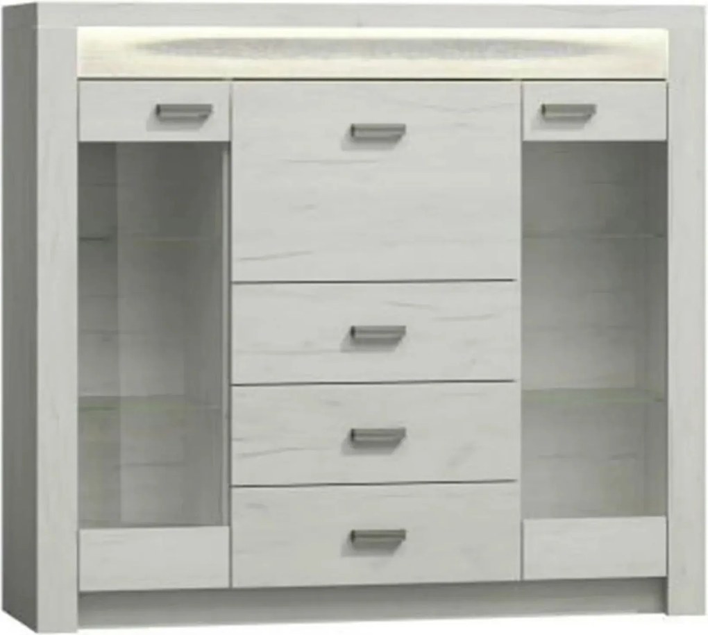 Comoda INFINITY I-08,  frasin alb, PAL melaminat, 137x42x122 cm