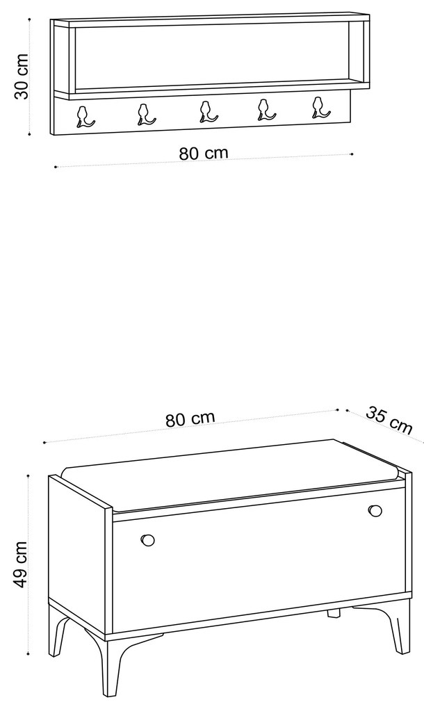 Set mobilier pentru hol Lenny (Stejar). 1072359