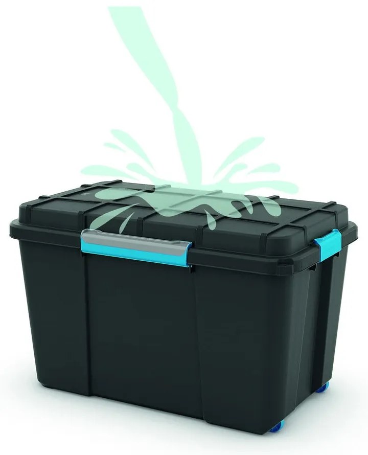 Cutie de depozitare neagră din plastic cu capac 73,5x44,5x46 cm Scuba Box – KIS