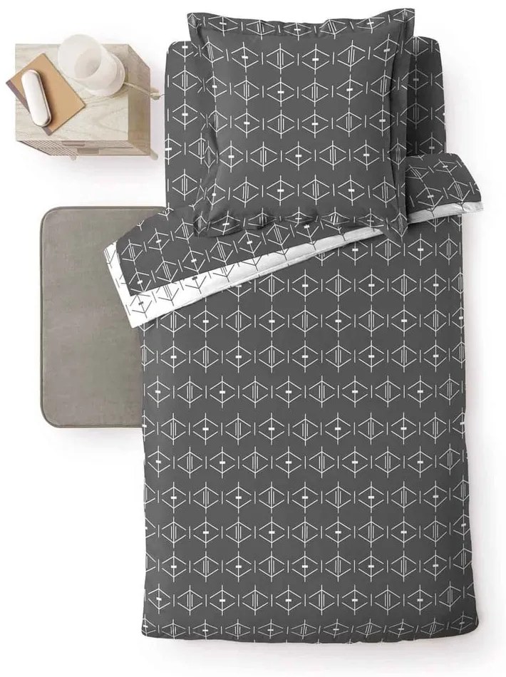 Husă de pilotă gri închis din bumbac pentru pat de o persoană 140x200 cm Aristide – douceur d'intérieur