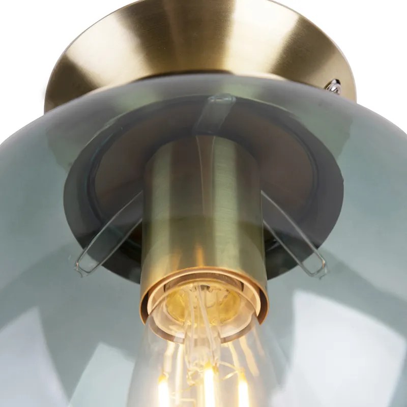 Plafoniera Art Deco din alamă cu sticlă verde - Pallon