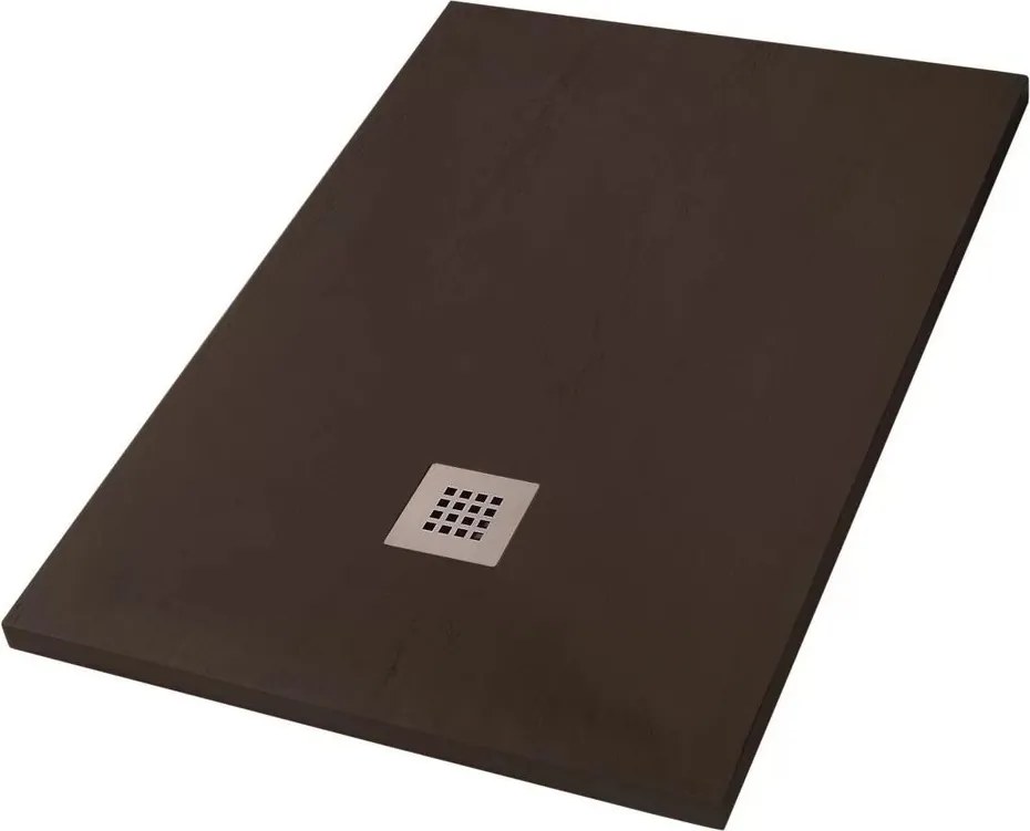 Cadita compozit pentru dus Inter Ceramic dreptunghiulara 100x80 cm finisaj lemn si cafea